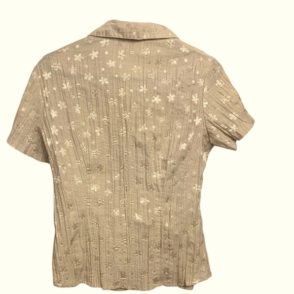 Proportion Petite 4 Season  Button Down Short Sleeve Blouse w Lurex - Picture 3 of 13